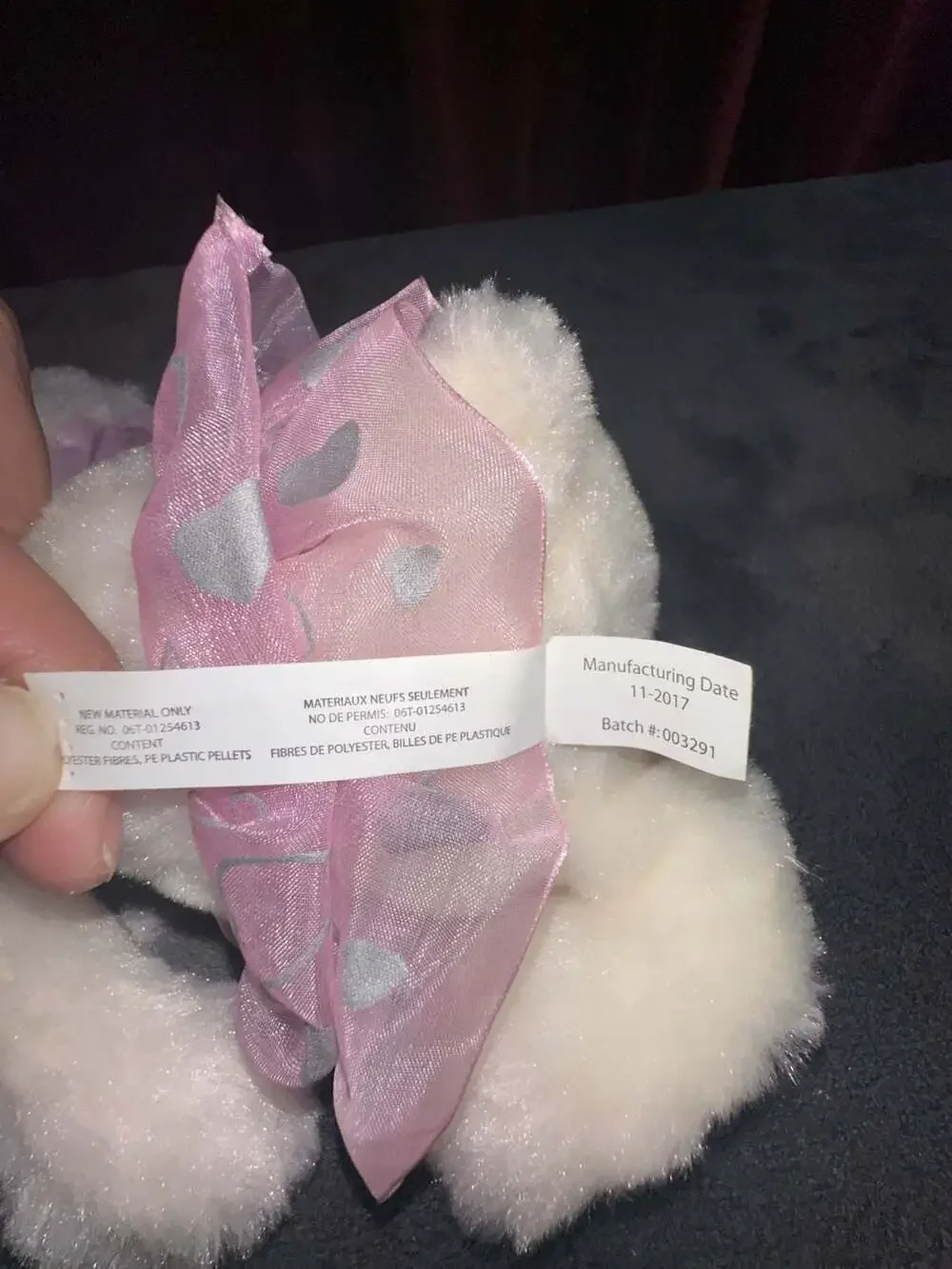 The Petting Zoo White Bunny Rabbit Plush with Pink Heart Print Tutu